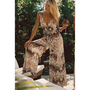 12th Tribe Salinas Abstract Satin Jumpsuit Size L